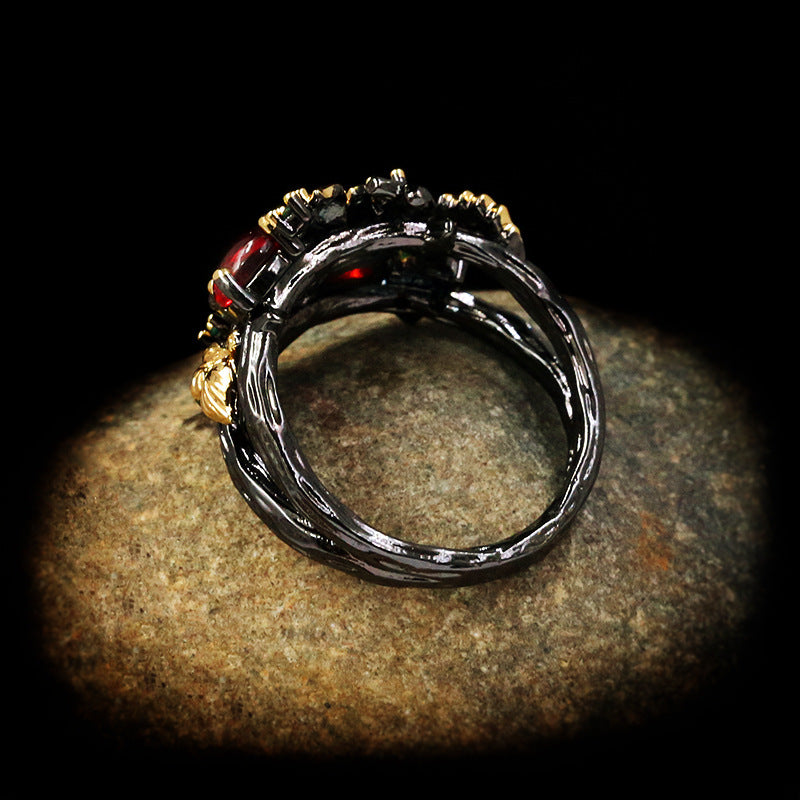 Wholesale Colorful Flower Angel Two-tone Ring
